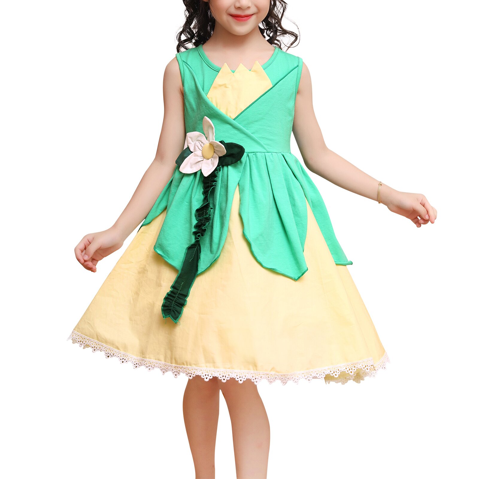 Jurebecia  Tian Princess Girls Green Fairy Frog Dress Costume Birthday Party Fancy Dresses Kids Halloween Outfits