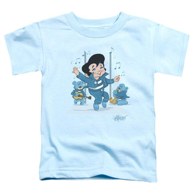 Trevco ELV674-TT-1 Elvis Presley & Jailhouse Rocker Toddler Short Sleeve T-Shirt, Light Blue - Small - 2 Toddler