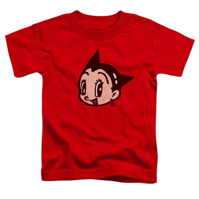 Astro Boy & Face Short Sleeve Cotton Toddler T-Shirt, Red - Large - 4 Toddler