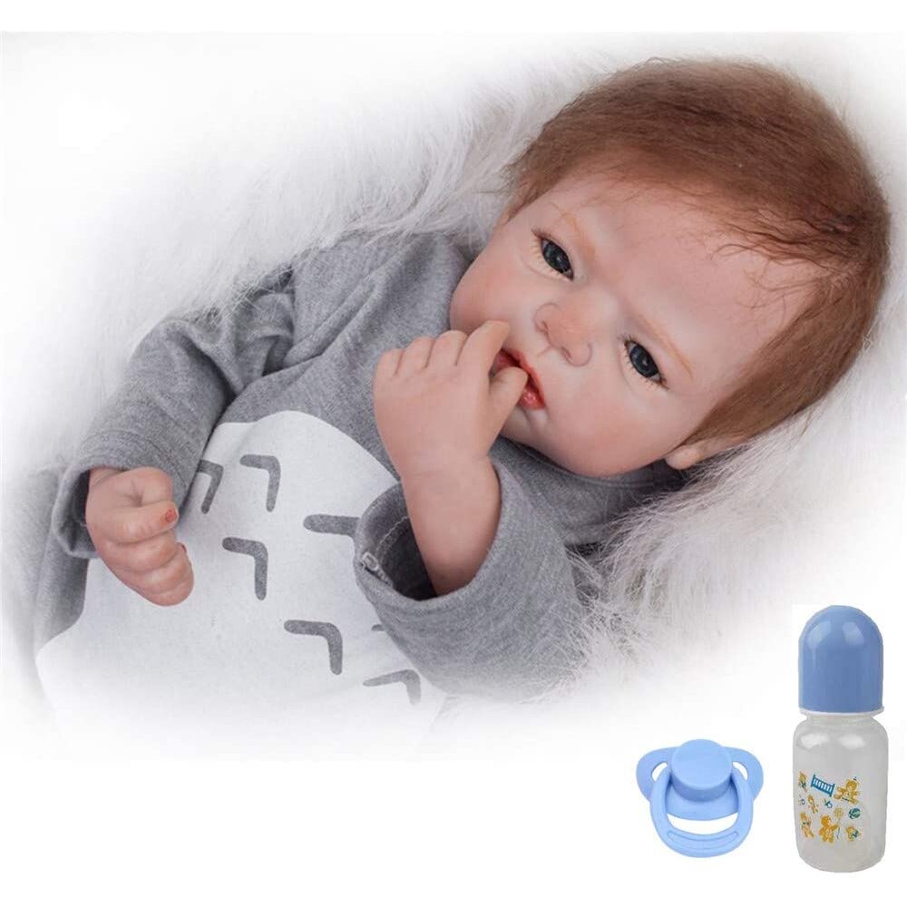 ZIYIUI Handmade Reborn Doll Realistic Soft Vinyl Silicone Baby Newborn Boy 22" 55cm Magnetic Doll Kids Toys
