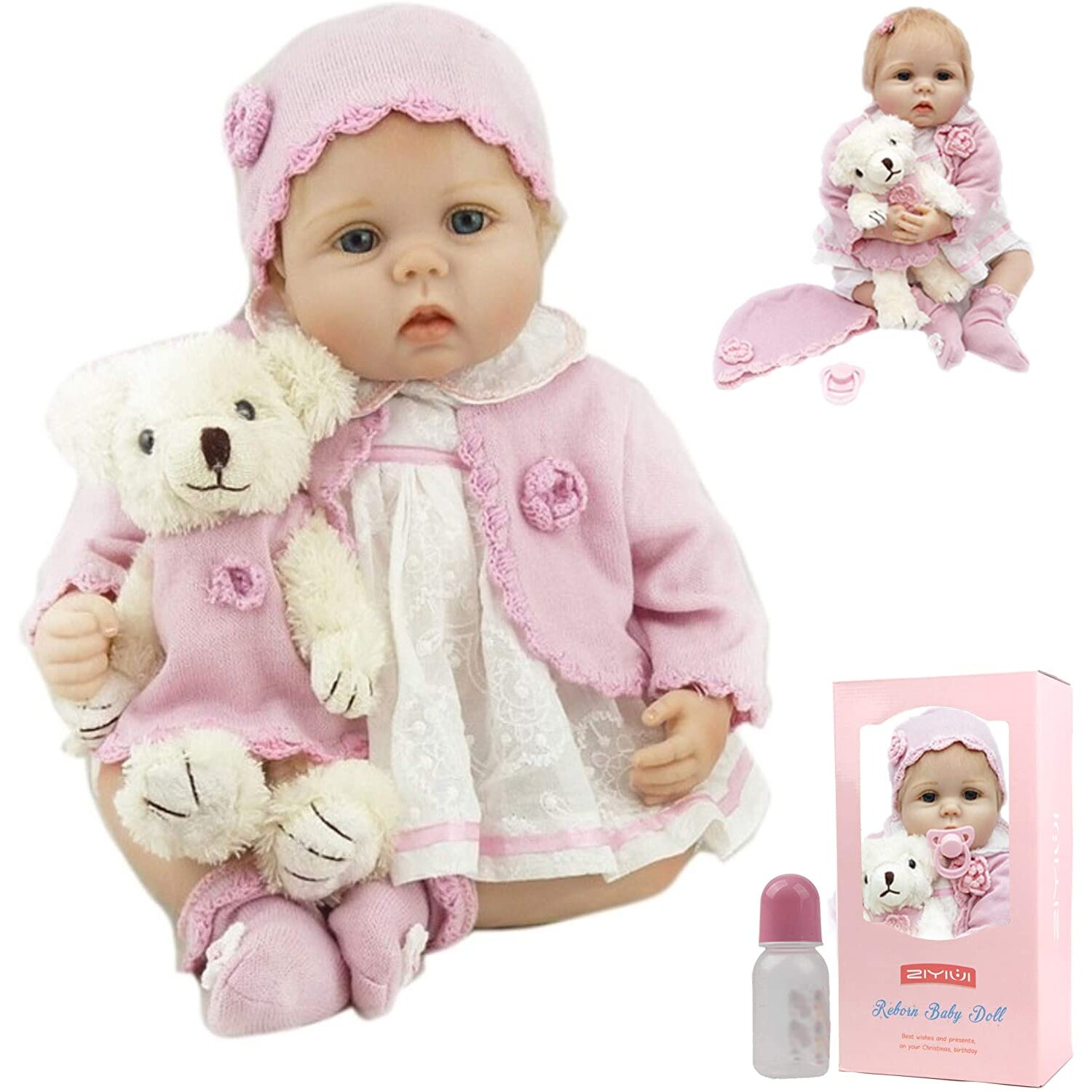 Real Looking Lifelike Reborn Baby Doll 22"Newborn Baby Soft Vinyl Silicone Realistic Handmade Baby girl Birthday gift for children