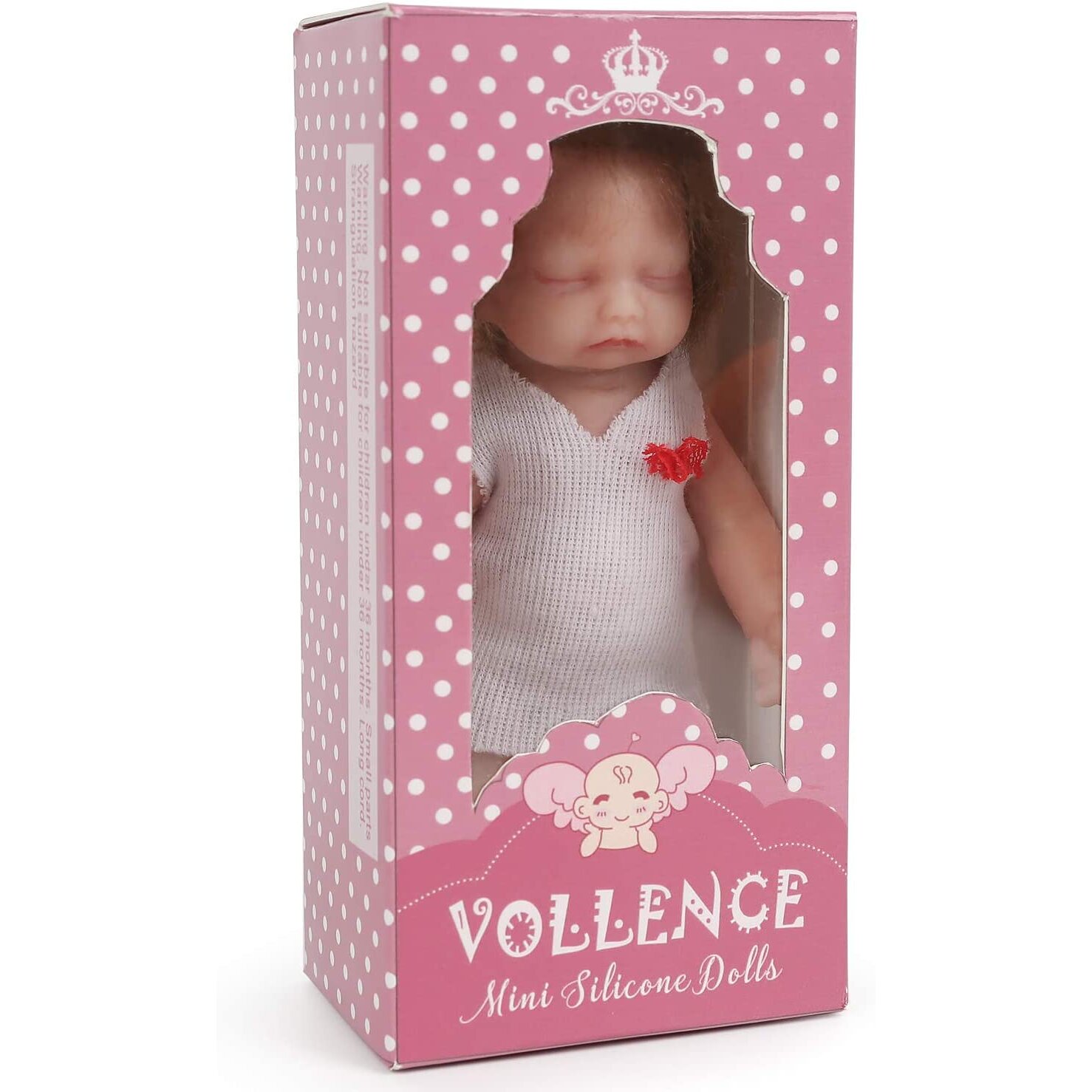 Vollence 4.5 inch Sleeping Full Silicone Mini Baby Dolls With Bone Pocket Doll - Girl