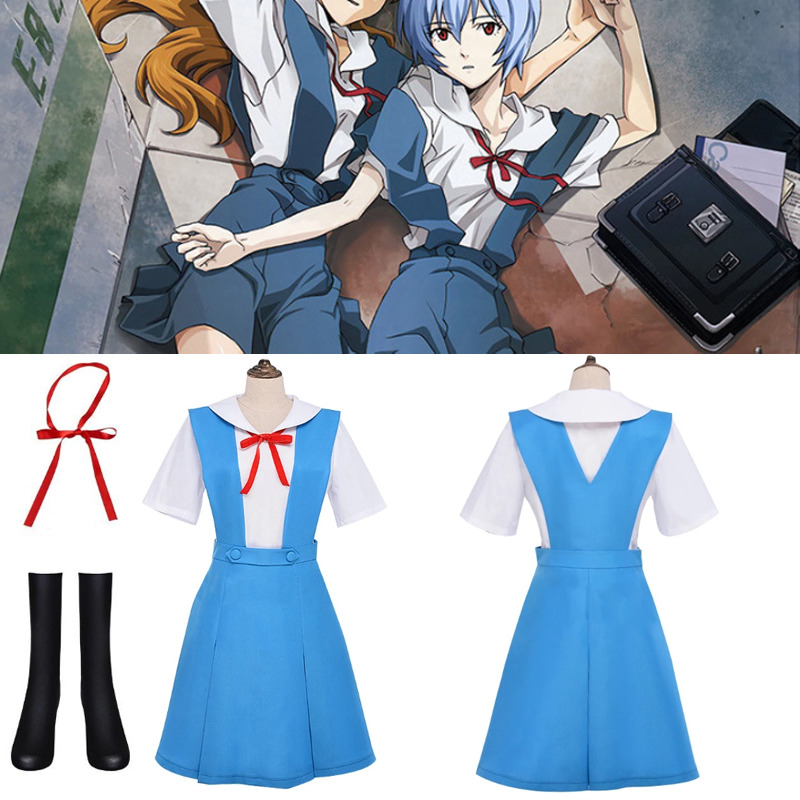 GK-O Anime Ayanami Rei Asuka Langley Sohryu School uniform Cosplay Costume