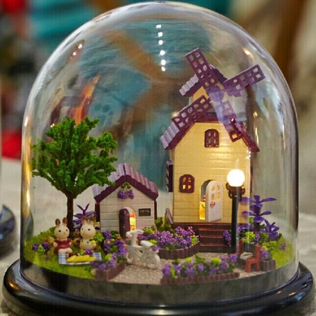 1:32 Cuteroom Miniature Provence House DIY Kit With Cover And LED
