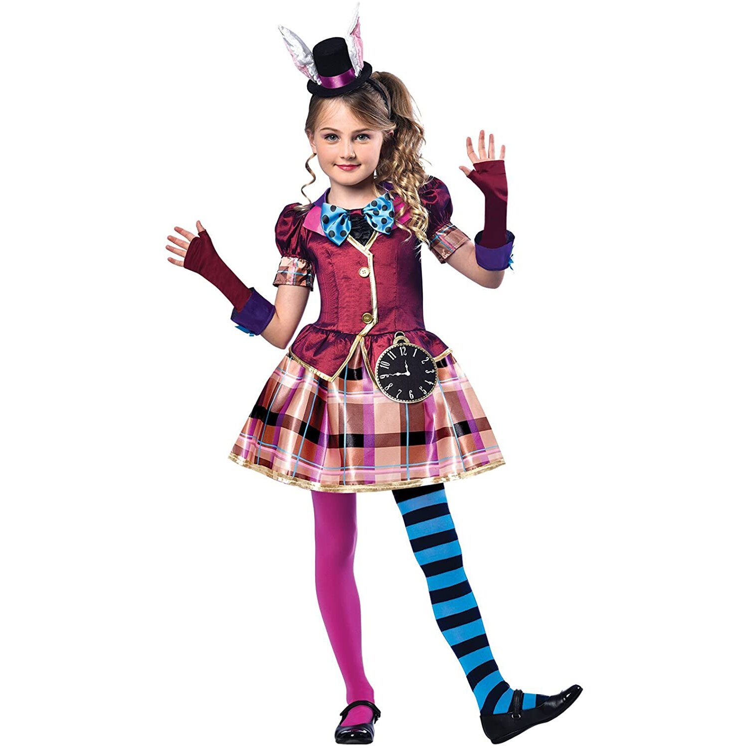 amscan 9902798 Childs Miss Mad Hatter Fancy Dress Costume Headpiece and Gloves Book Week Day Kids Girls Alice Outfit (Age 11-12...