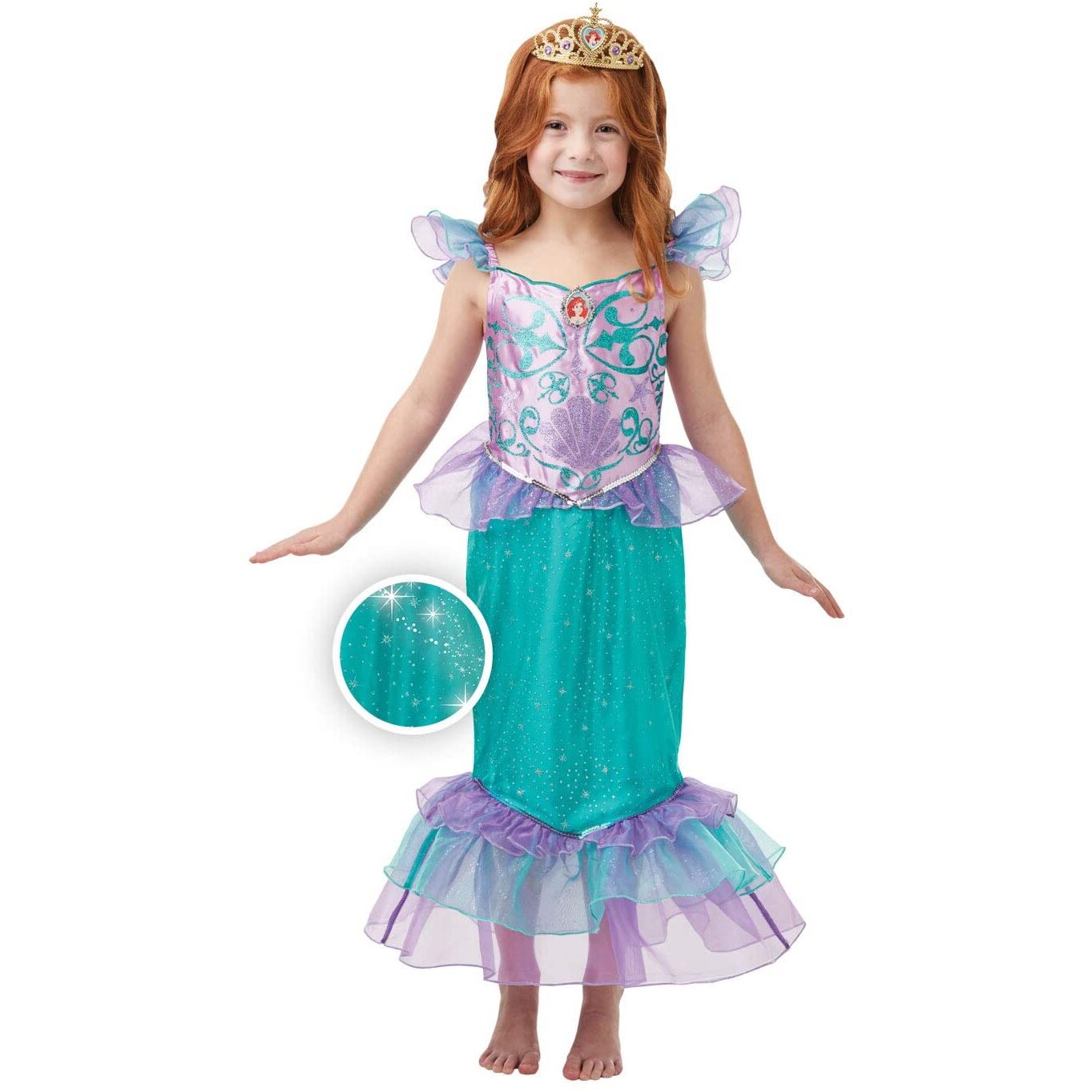 Rubie's Official Disney Princess Ariel Mermaid Glitter and Sparkle Girls Costume, Childs Size Medium Age 5-6 Years
