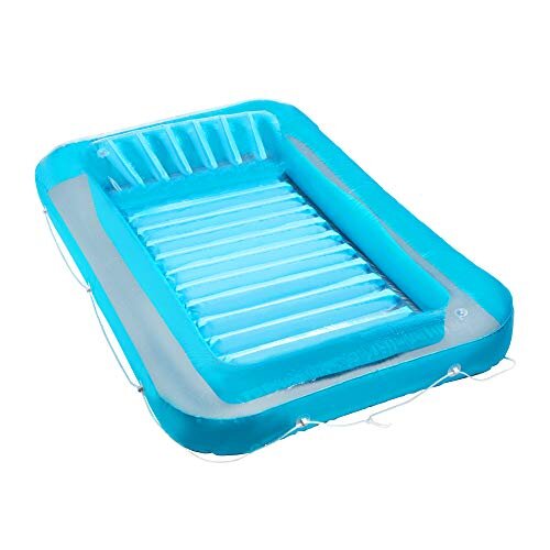 Inflatable Tanning Pool Lounge Float | Suntan Raft Float | Personal Pool Lounger | Tanning Pool with Pillow | Sunbathing Pool (Blue) | 13 Years+