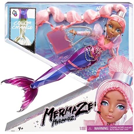 Mermaze Mermaidz - HARMONIQUE - Mermaid Fashion Doll with Colour Change Tail in Warm Water & Light Pink Hair - With Outfit & Accessories - Fully