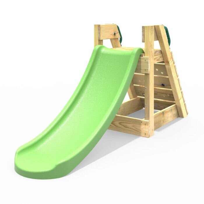 Rebo 4ft Toddler Adventure Slide with Wooden Platform and Climbing Wall