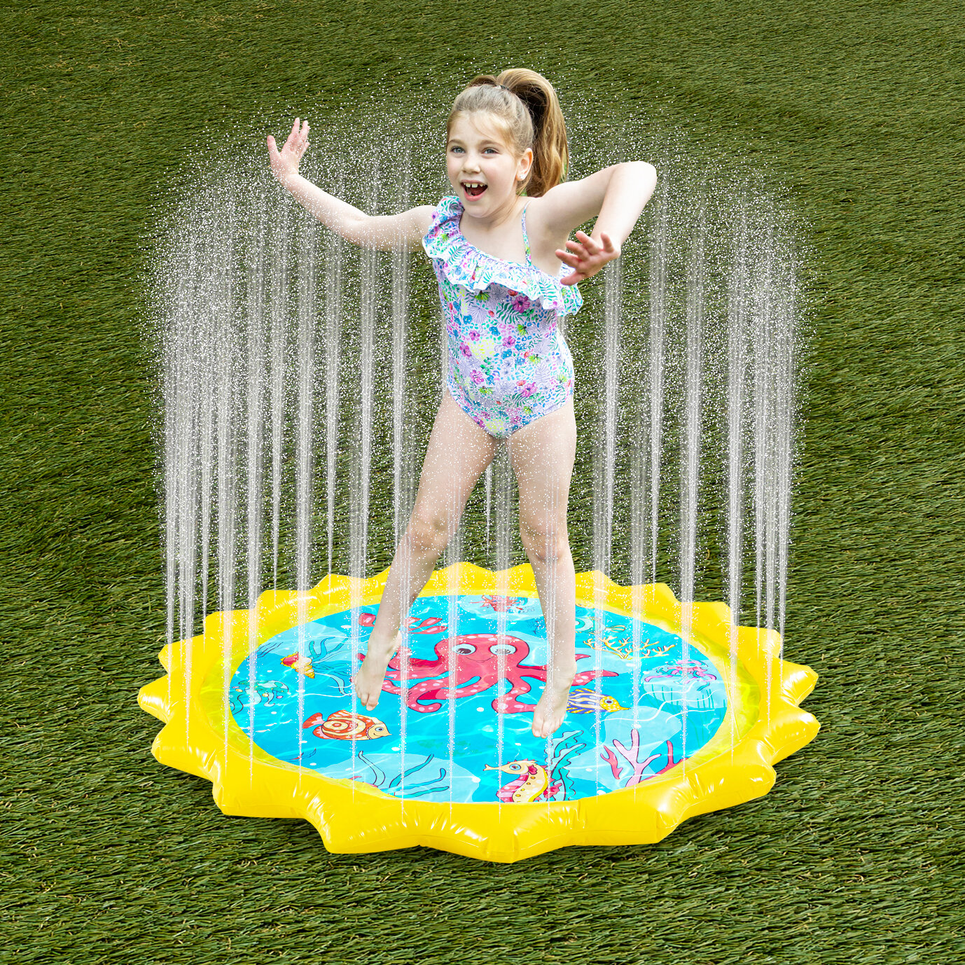 Sprinkle Splash Play Mat Pool Water Pad 67'' Summer Inflatable Garden Swimming