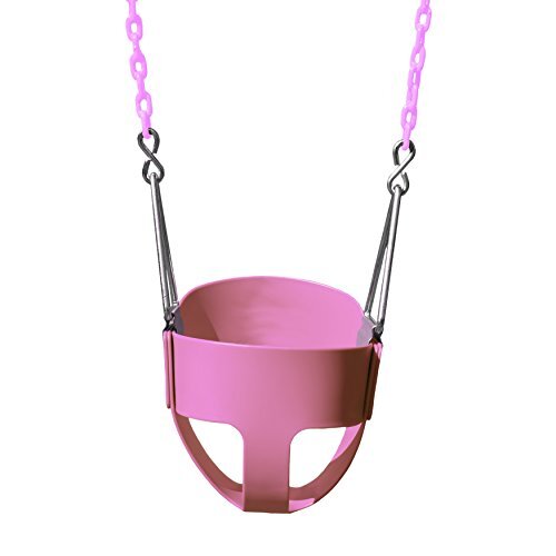 Gorilla Playsets 04-0008-PK/PK Full Bucket Toddler Swing, Pink Bucket, Pink 60" Plastic Coated Chains, 50 lb Capacity