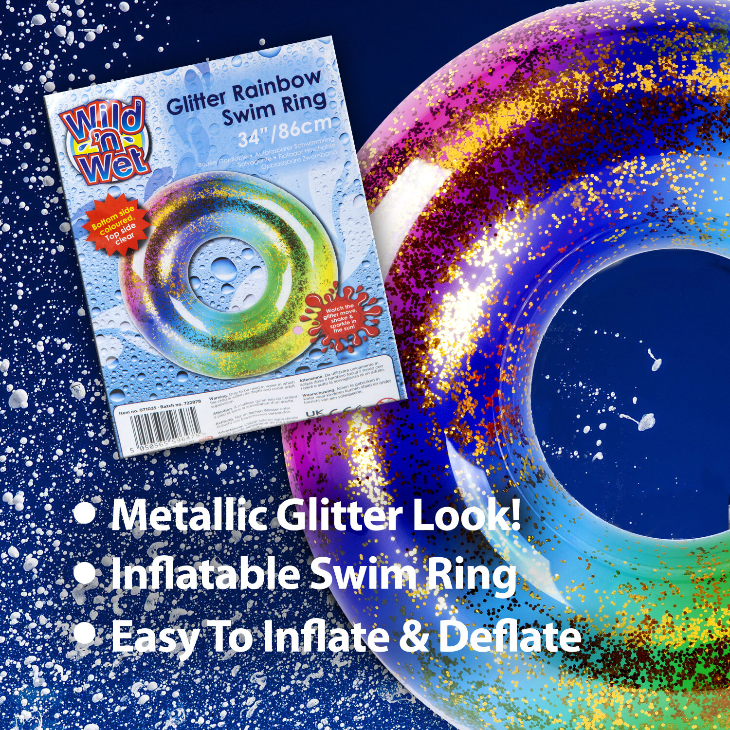 Large Rainbow Glitter Swimring 34