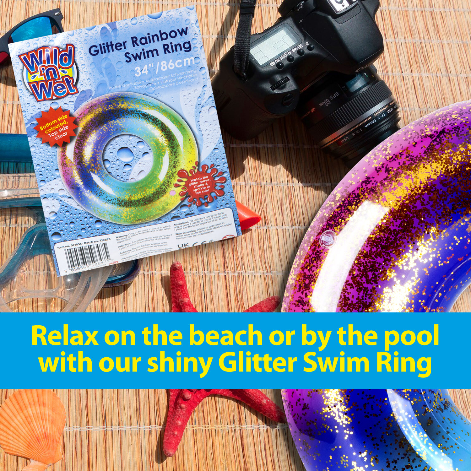 Large Rainbow Glitter Swimring 34