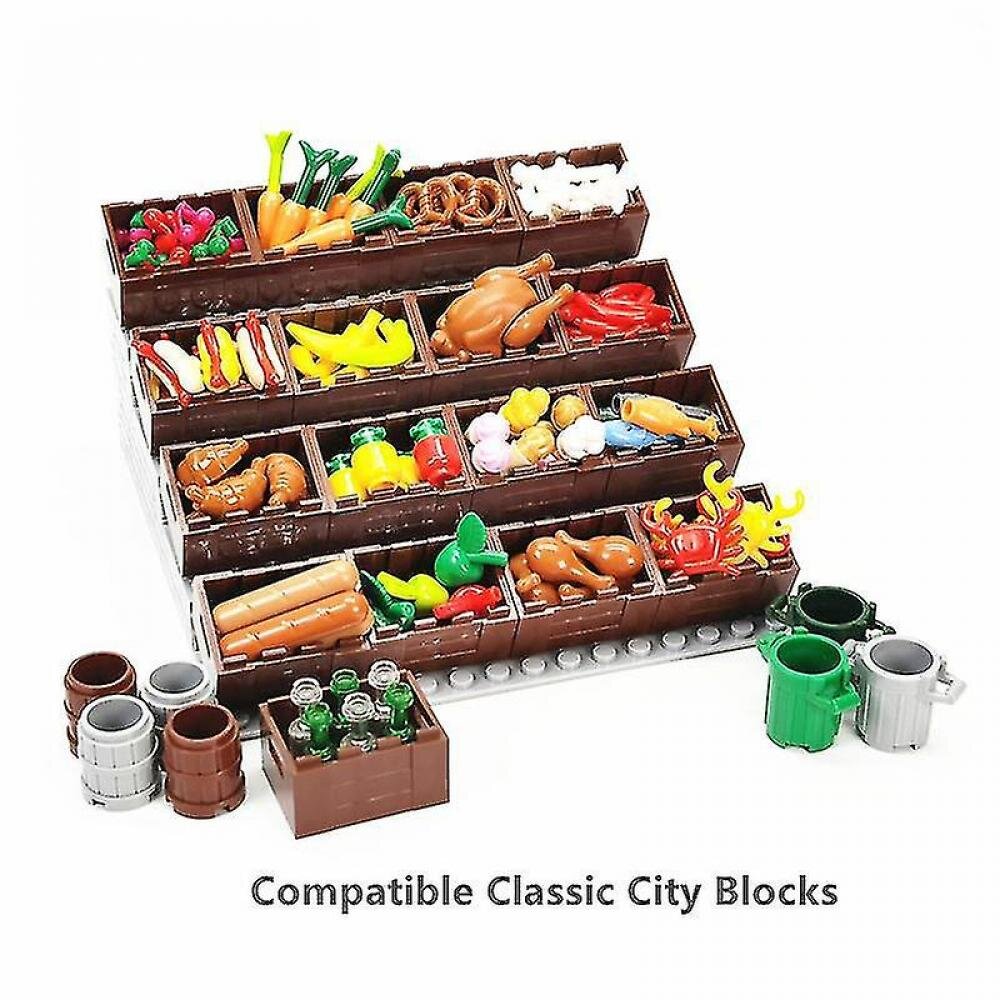 Moc Food City Accessories Friends Building Blocks Set Drinks Fruit Vegetable Bread Bottle Parts Bricks Miniature Children Toys