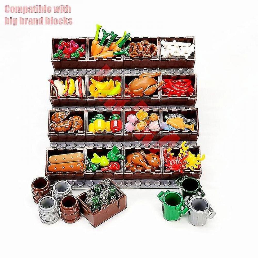 Moc Food City Accessories Friends Building Blocks Set Drinks Fruit Vegetable Bread Bottle Parts Bricks Miniature Children Toys