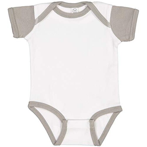 Rabbit Skins Baby Soft Short-Sleeve Bodysuit (4400) White/Titanium, 12M