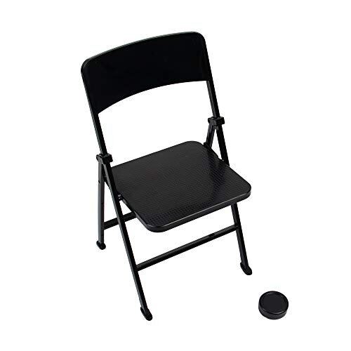 AUEAR, 12" Plastic Mini Foldable Chairs Decoration Miniature Furniture Black 1/6 Scale