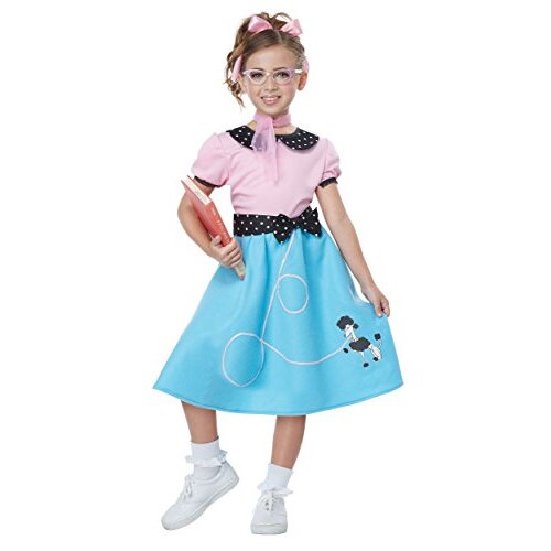 Blue 50s Sock Hop Dress Girls Costume Small