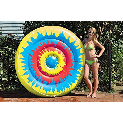 Inflatable Yellow Multicolour Circular Swimming Pool Float, 14-Inch