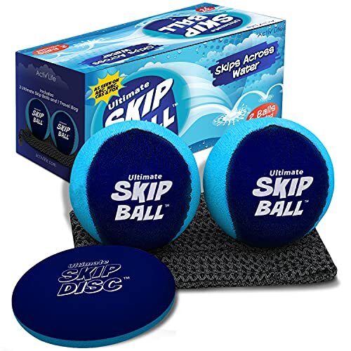 Ultimate Skip Ball (Navy/Teal) Fun Lake Toys & Beach Gear Stuff - Cool Swimming Pool Accessories for Outside G
