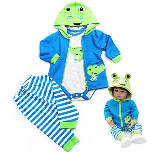 HUADOLL Reborn Baby Dolls Clothes 18 inch Boy Outfits Accesories for 17-19 inch Reborn Doll Newborn Blue Frog Matching Clothing