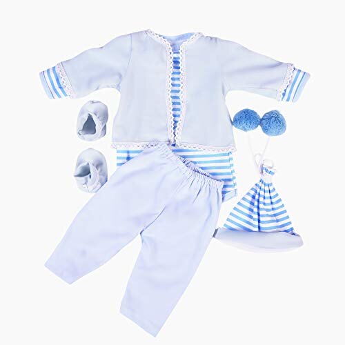 TATU Reborn Baby Doll Clothes Boy 22 inch Cute 5 Pcs Sets Outfit Fits 20- 23 inch Reborn Dolls Newborn Baby Boy Clothes