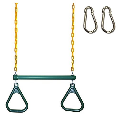 Eastern Jungle Gym Heavy-Duty Ring Trapeze bar Combo Swing, Large 20" Trapeze bar with Coated Swing Chains 43" Long & 2 Snap Hooks Swing Set Swing