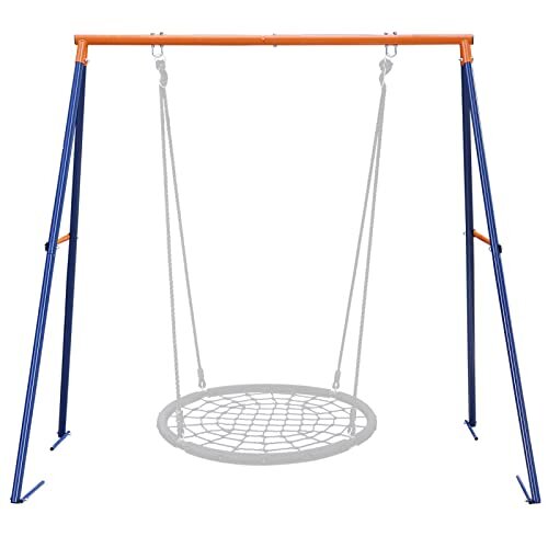 SUPER DEAL Extra Large Heavy Duty All-Steel All Weather A-Frame Swing Frame Set Metal Swing Stand with Ground