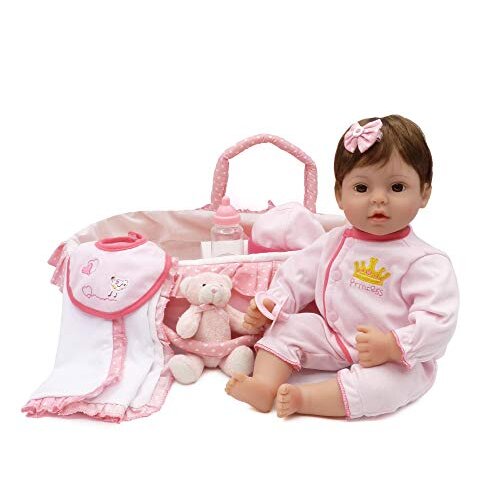 CHAREX Reborn Baby Doll Handmade Lifelike Realistic Vinyl Girl Doll, 18 inch Weighted Soft Body Toy Gift Set