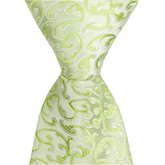 G9 - 6 in. Newborn Zipper Necktie - Green With Vines