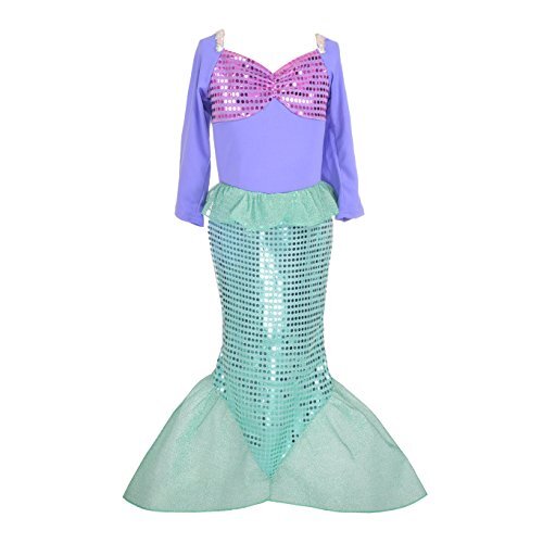 Lito Angels Mermaid Costume Princess Ariel Fancy Dress Up Birthday Party Outfit for Kids Girls Age 3-4 Years, Purple