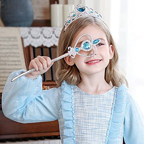 Quanj Girls Princess Elsa Dress up Party Cosplay Accessories Wig Gloves Wand Crown Set Elsa Costume Dress up Accessories Set