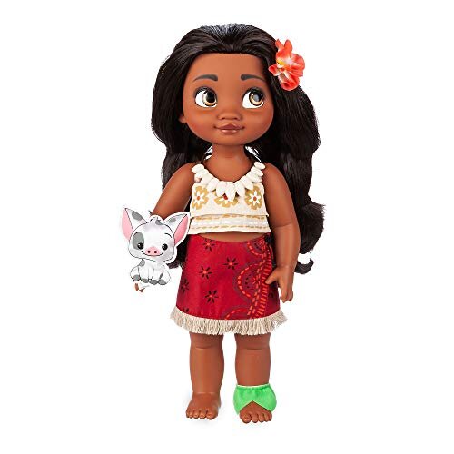 Disney Store Official Moana Doll Animator Collection, 39cm / 15" with Realistic Rooted Hair & Outfit, Padded Satin Pua Soft Toy, Collectible Toddler