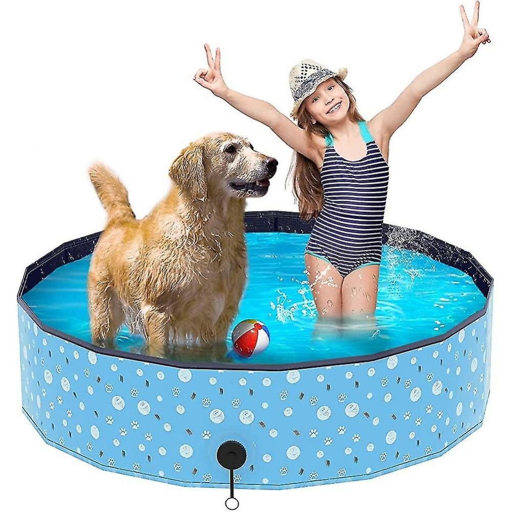 Foldable Paddling Pool For Dog, Pet Paddling Pool Portable Pvc Lar Bathing Tub
