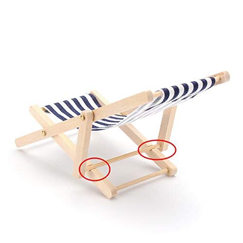 JZK 4x Mini wooden dolls house furniture accessories deck chair dolls beach chair for indoor outdoor garden seaside beach