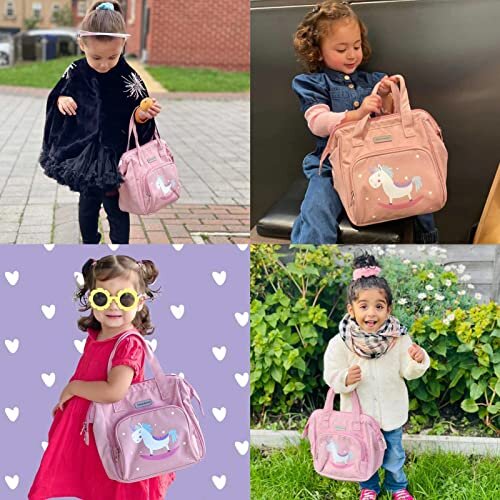 Bebamour Unicorn Baby Doll Changing Bag with Doll Changing Pad Carry Baby Doll Accessories Fashion Kids Bag for Baby Girl