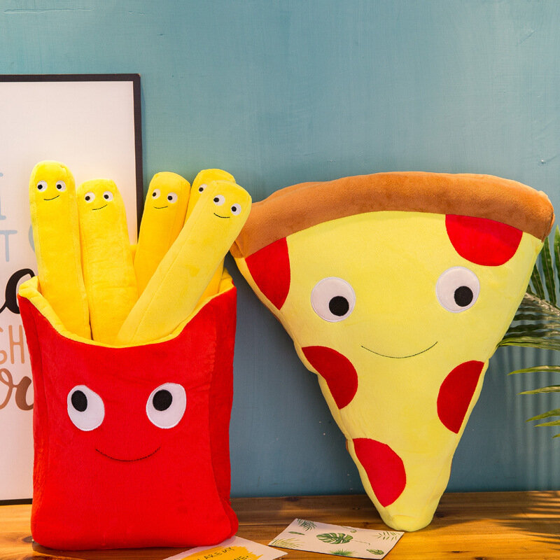 Food Plush Toys French Fries Cuddly Pizza Cushion