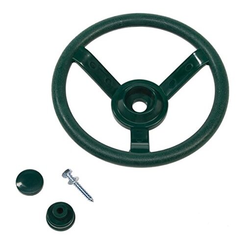 Garden Games Toy Steering Wheel for Children's Climbing Frame or Playhouse (Green) with Fixing Kit
