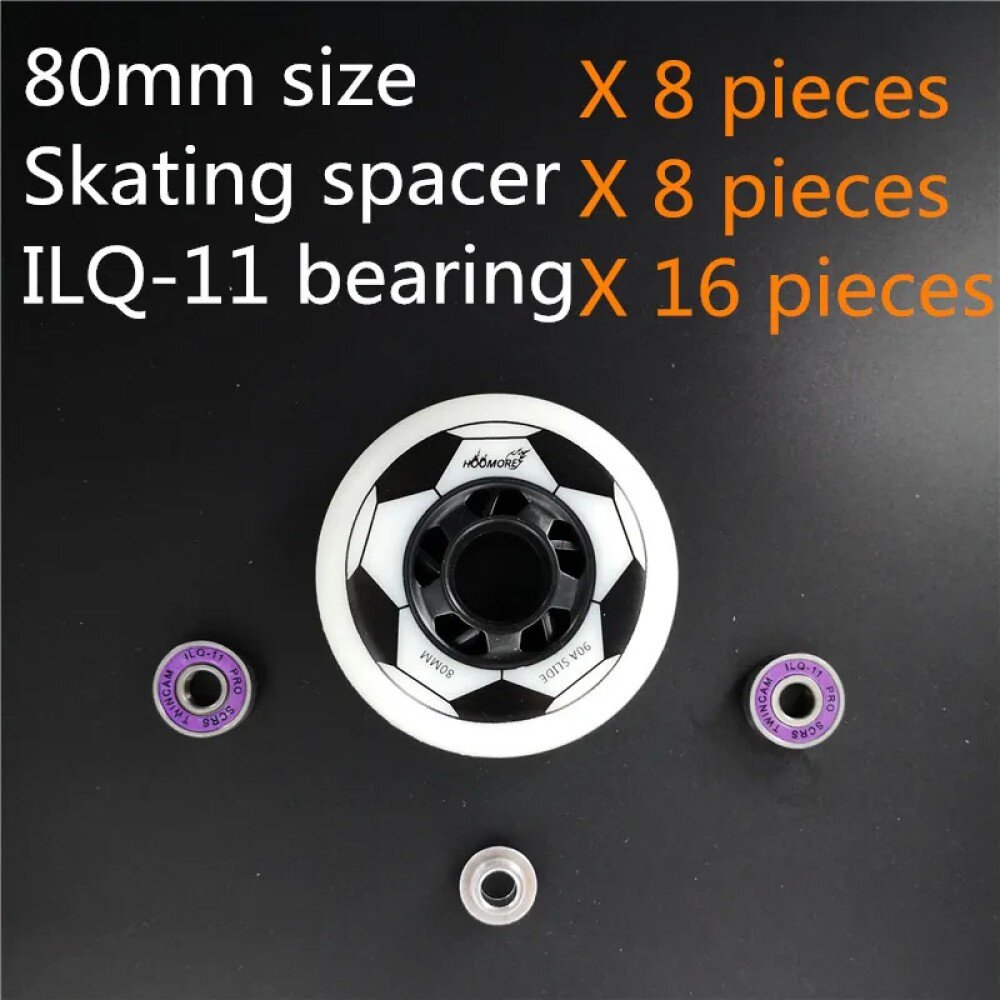 Inline Skate Wheels - Set of 8 White 72mm 76mm 80mm with Bearing Space
