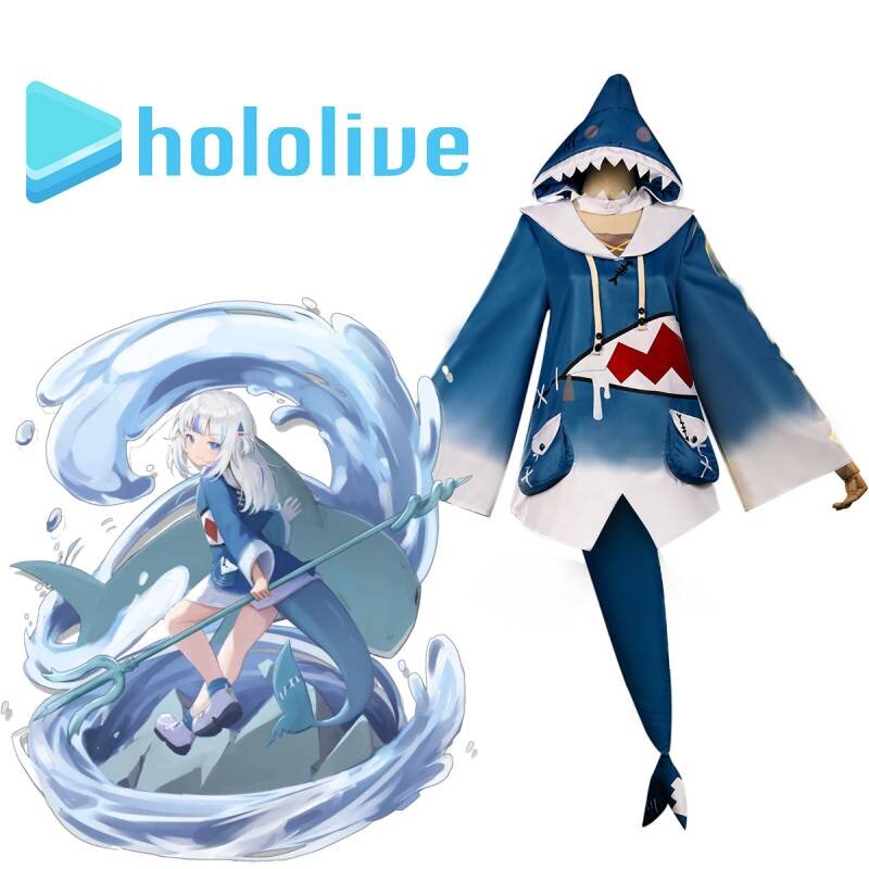 Gura Gawr Hololive Cosplay Costume Shark Jacket Outfit With Fish Tail Role Play