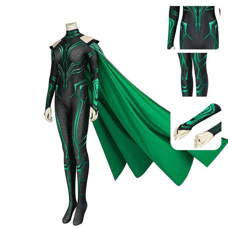 Ragnarok Hela Thor3 Adult Childrens Bodysuit Cloak Halloween Role Play Costume