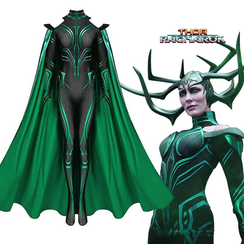 Ragnarok Hela Thor3 Adult Childrens Bodysuit Cloak Halloween Role Play Costume