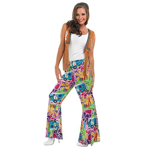 Hippy Trousers for Women 60s Hippie Flares Halloween Costumes for Women Adult  Large