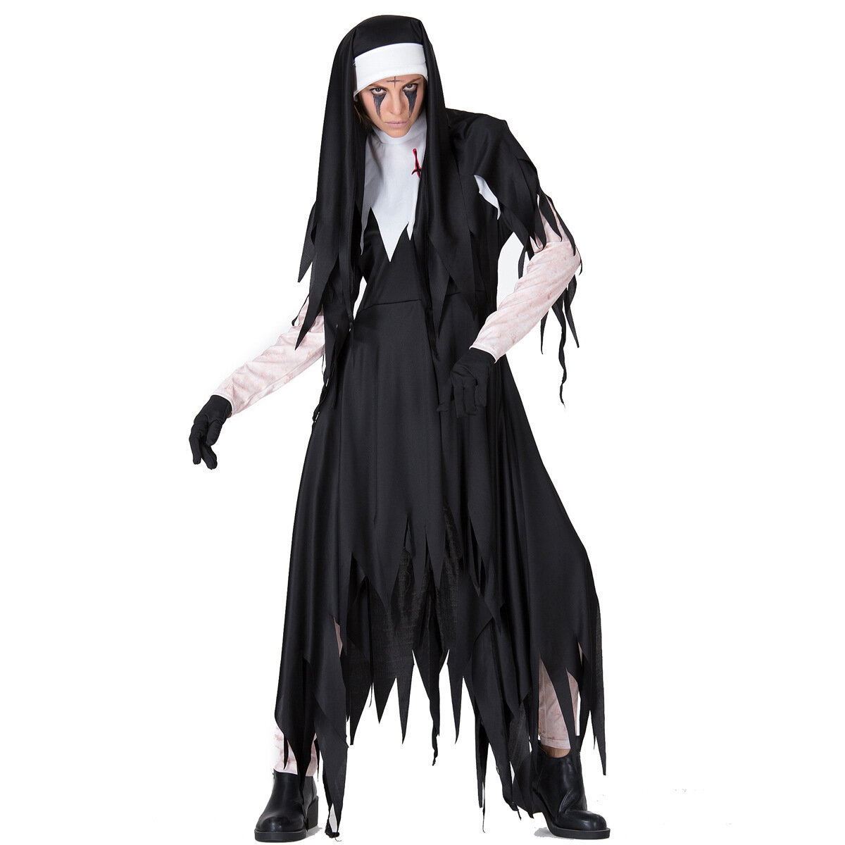 Ladies Dress Nun Womens Cosplay Scary Zombie Vampire Halloween Costume Outfit
