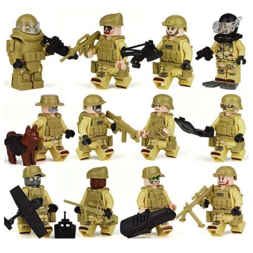 12 Set Mini Military Building Blocks Soldier Guns Weapons Fits Lego