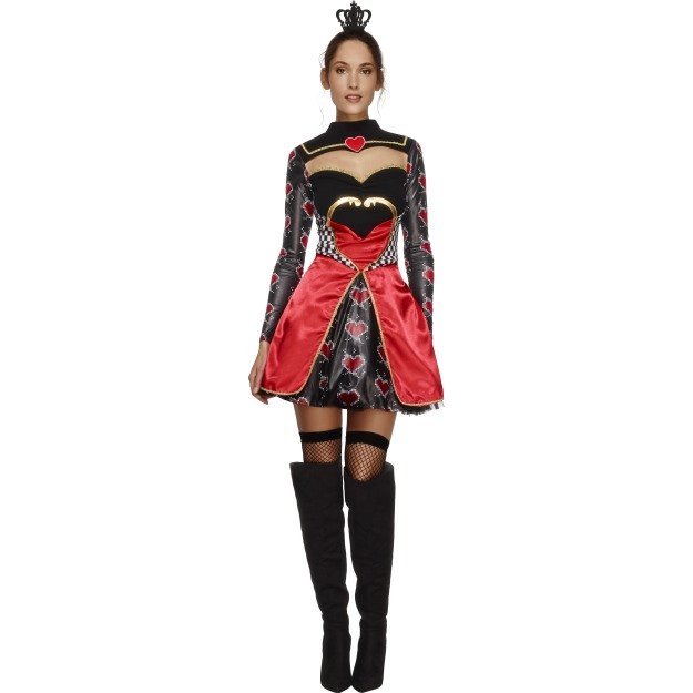 Smiffy's Adult Women's Fever Queen Of Hearts Costume, Dress, Attached -  dress queen hearts costume fancy ladies fairytale outfit fever book adult