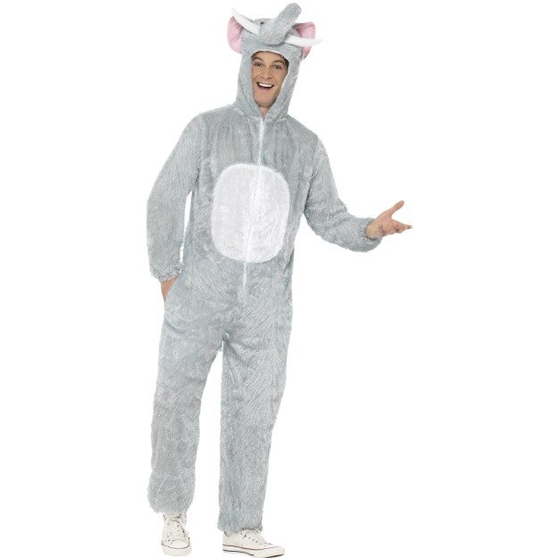 Smiffys Elephant Costume Includes Jumpsuit With Hood Grey L -  costume elephant animal fancy dress zoo mens ladies outfit adults