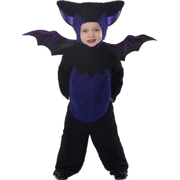 Smiffy's Toddler's Bat Costume, All In One Jumpsuit With Hood & Wings, Ages -  bat fancy dress costume halloween toddler child age kids outfit one