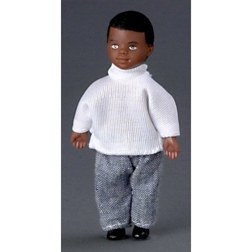 Dollhouse Miniature 1:12 Scale People Black Little Brother Boy