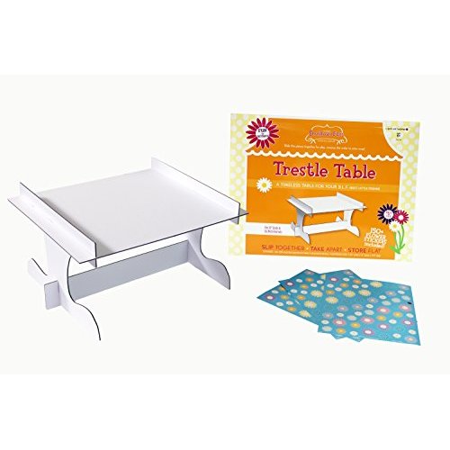 Spots and Ladybugs, LLC Smalltown Flats Trestle Table, Doll Furniture Building Kit, White